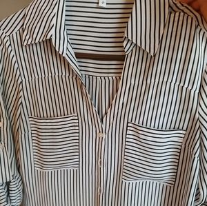 Black and white striped blouse